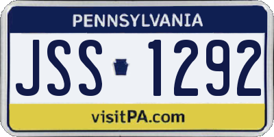 PA license plate JSS1292