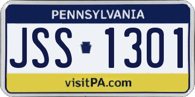 PA license plate JSS1301