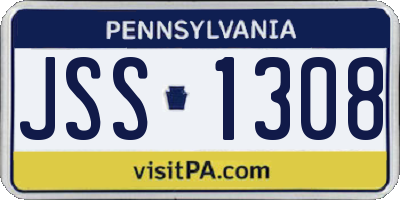PA license plate JSS1308