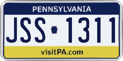 PA license plate JSS1311