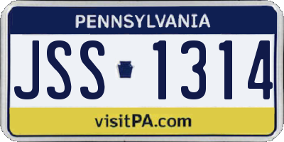 PA license plate JSS1314