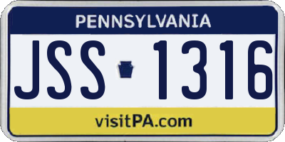 PA license plate JSS1316