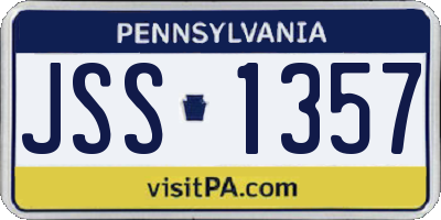 PA license plate JSS1357
