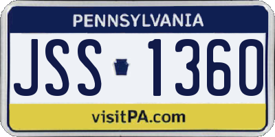 PA license plate JSS1360