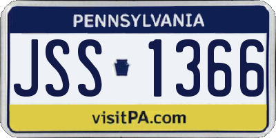 PA license plate JSS1366