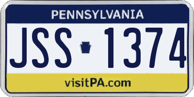 PA license plate JSS1374