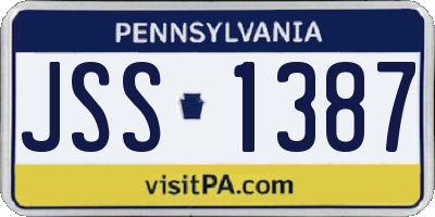 PA license plate JSS1387