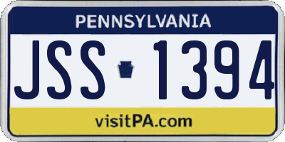 PA license plate JSS1394