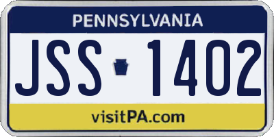PA license plate JSS1402