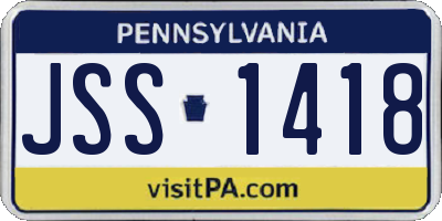 PA license plate JSS1418