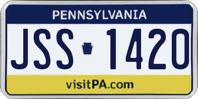 PA license plate JSS1420