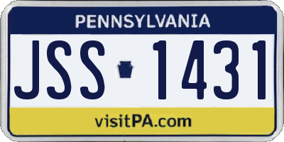 PA license plate JSS1431