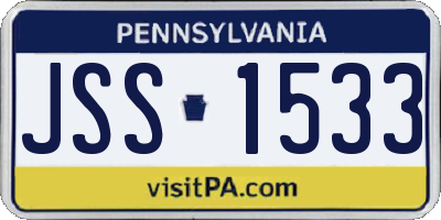 PA license plate JSS1533