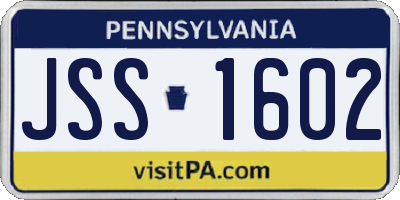PA license plate JSS1602
