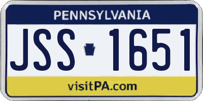 PA license plate JSS1651