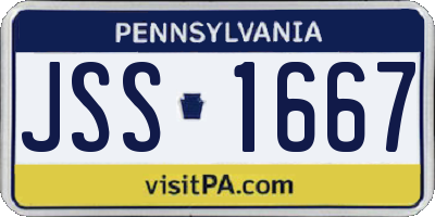 PA license plate JSS1667