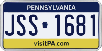 PA license plate JSS1681