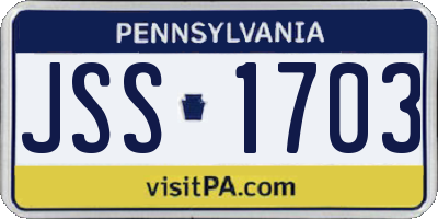 PA license plate JSS1703