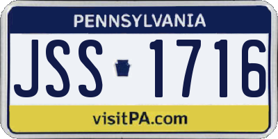 PA license plate JSS1716
