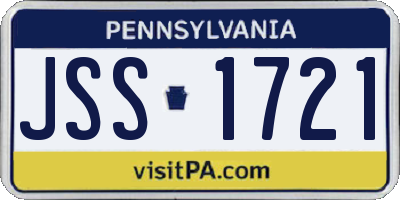 PA license plate JSS1721