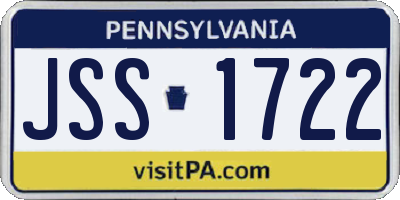PA license plate JSS1722