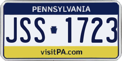 PA license plate JSS1723
