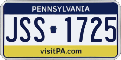 PA license plate JSS1725