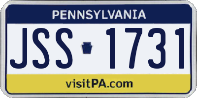 PA license plate JSS1731
