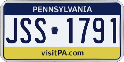 PA license plate JSS1791