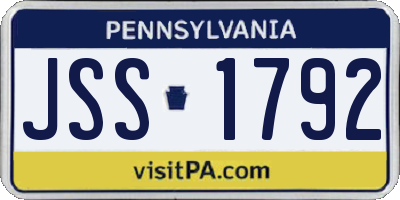 PA license plate JSS1792