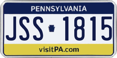 PA license plate JSS1815
