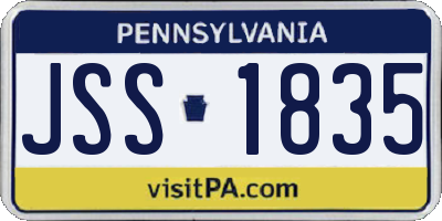 PA license plate JSS1835