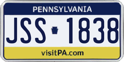 PA license plate JSS1838