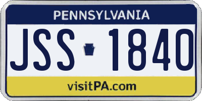 PA license plate JSS1840