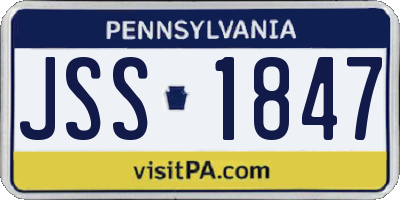 PA license plate JSS1847
