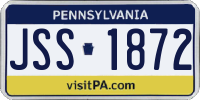 PA license plate JSS1872