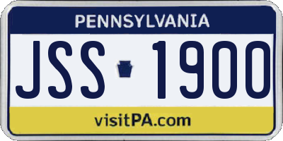PA license plate JSS1900