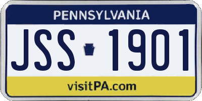 PA license plate JSS1901