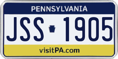 PA license plate JSS1905