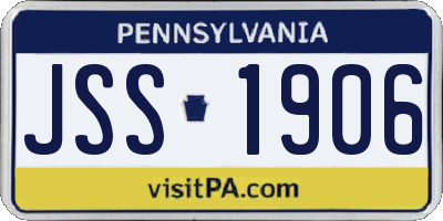 PA license plate JSS1906