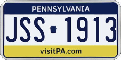 PA license plate JSS1913