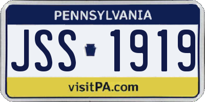 PA license plate JSS1919