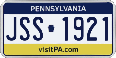 PA license plate JSS1921