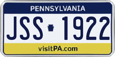 PA license plate JSS1922