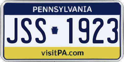 PA license plate JSS1923