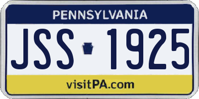 PA license plate JSS1925