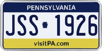 PA license plate JSS1926