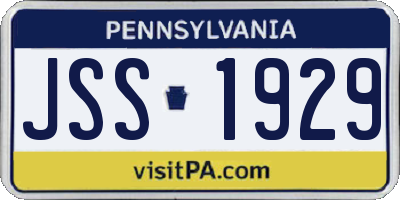 PA license plate JSS1929