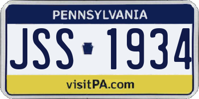 PA license plate JSS1934