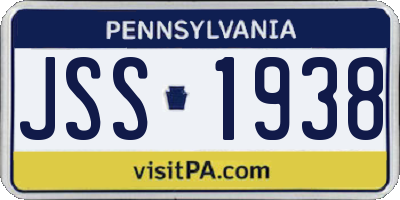 PA license plate JSS1938